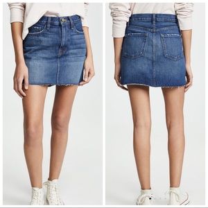 Frame Le Mini Raw Stagger Edge Denim Miniskirt